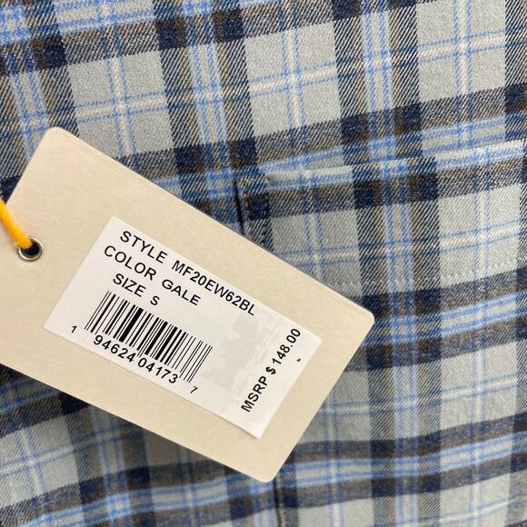 NWT Peter Millar Crown Sport Gale Gray Blue Plaid Button Down Shirt Mens Small - Picture 5 of 8